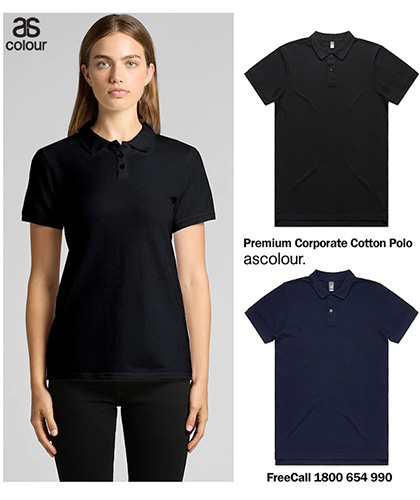 A heavier knockout 'pique' knit polo, 100% Cotton, just like the polo's in department stores. Available in Black, White and Navy, Mens and Womens. Mens chunky 240 gsm with cool 2 buttons. Womens with slim-regular fit, 180 gsm and 2 Button placket. FreeCall 1800 654 990Enquiries Free Call 1800 654 990