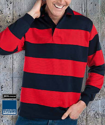 A Winter Winner! Stock service Rugby ready for your logo. Long lasting, with 350 gsm rugby knit fabric.. Navy/RED are available from 3XS, 2XS, XS, SM, MED, LGE, XL, 2XL, 3XL, 4XL, 5XL. Also available in Navy/Red Stripes. Corporate Profile Clothing FreeCall 1800 654 990