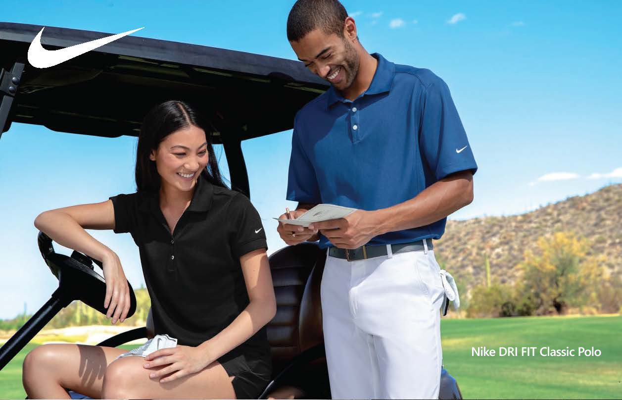 The perfect polo for Corporate and Clubs. Nike Dri Fit #267020, Ladies 286772. Available in Black, Midnight Navy, White, Varsity Red, Light Blue and Vivid Green. The Dri-Fit fabric technology delivers superior moisture management and comfort. The Nike swoosh trademark is embroidered on the left sleeve. Ladies has a feminine fit with 2 button Y Placket. For all the details, Corporate Profile Clothing,  FreeCall 1800 654 990.